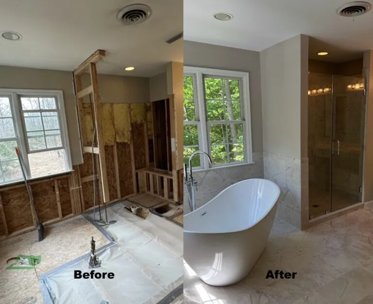 Bathroom before and after remodeling