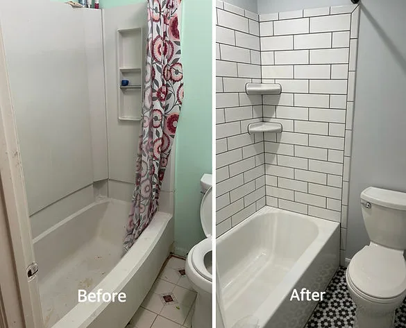Bathroom before and after remodeling