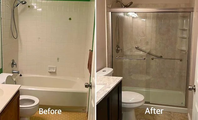 Bathroom before and after remodeling