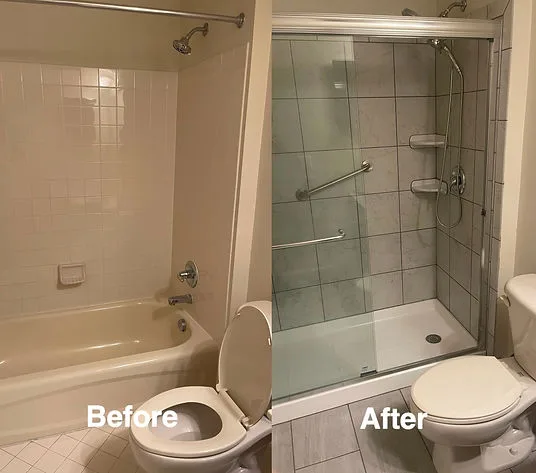 Bathroom before and after remodeling