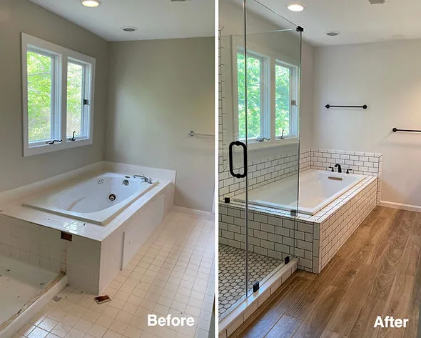 Bathroom before and after remodeling