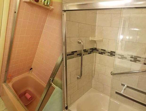 Bathroom before and after remodeling