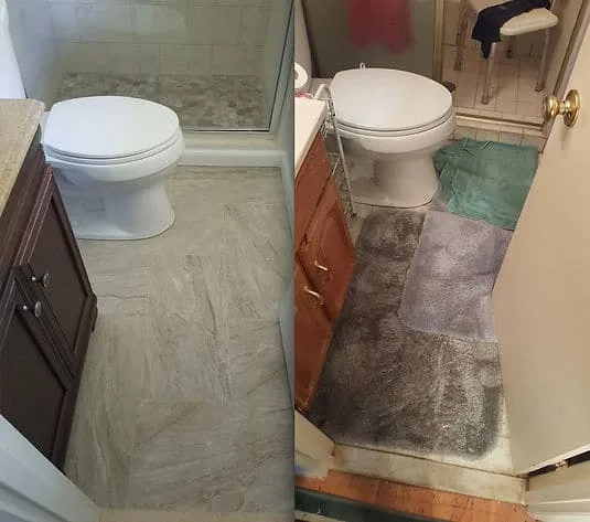 Bathroom before and after remodeling